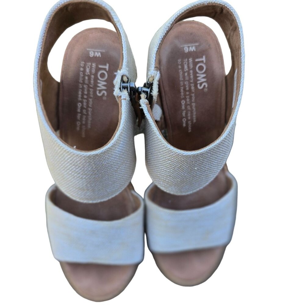 Toms Womens Open-Toe Canvas Ankle Zip Sandals Size 6 Light‎ Brown & Beige
